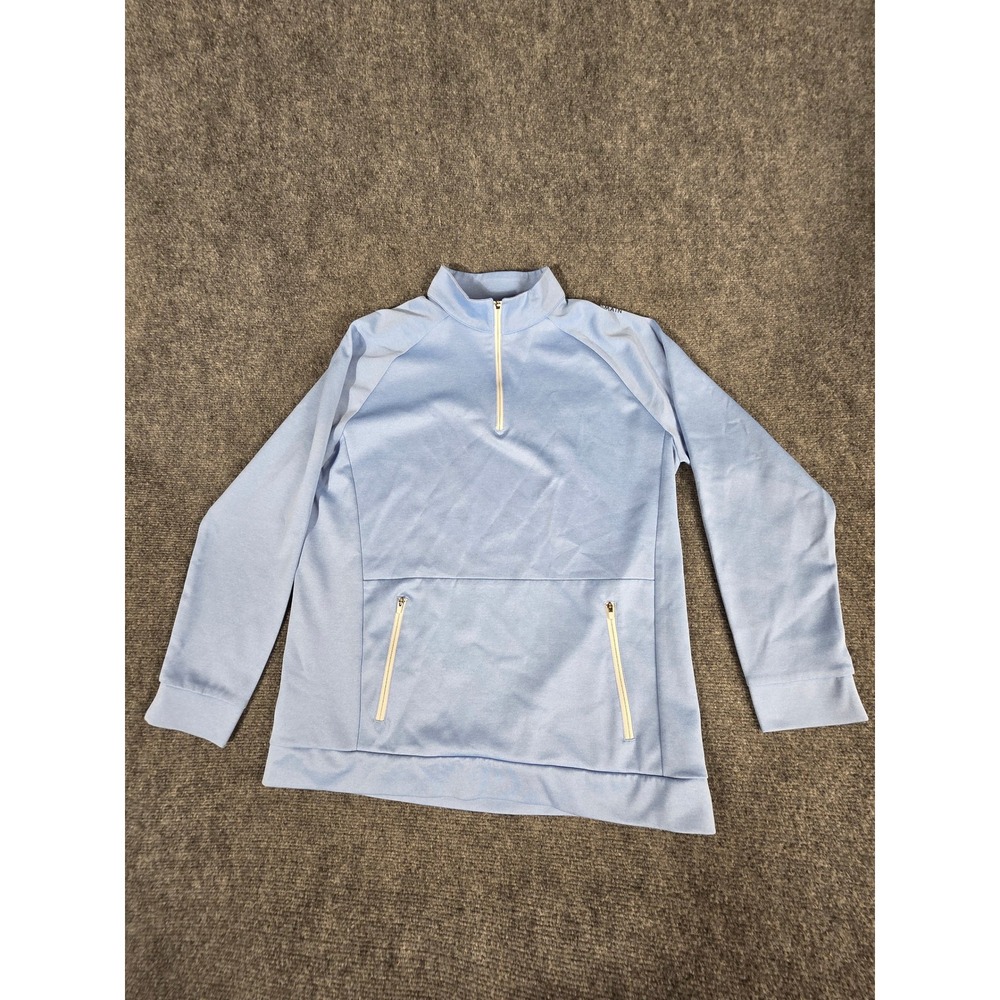 Mizzen Main Men Light Blue Quarter Zip Pullover Trim Fit Performance Sz M Casual